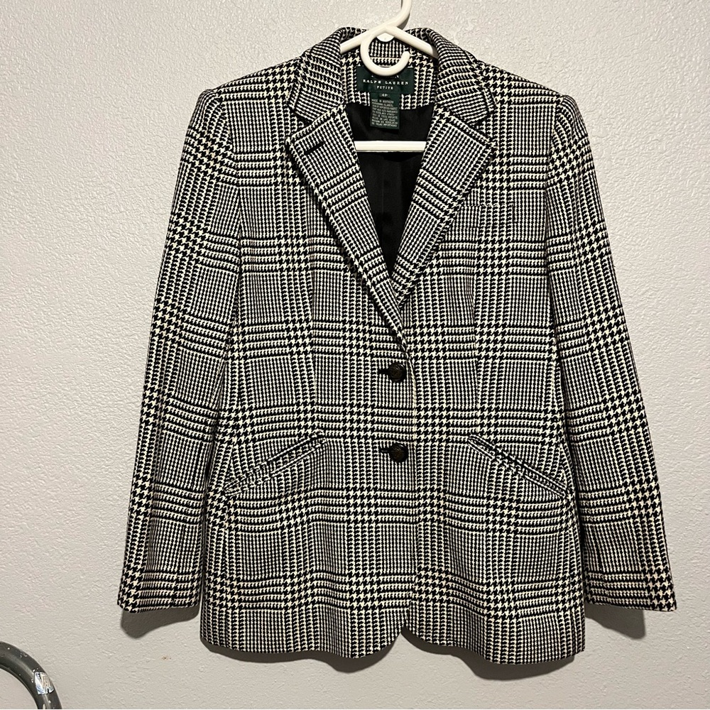 Lauren Ralph Lauren Herringbone Blazer Jacket Wool, Cashmere & Silk Blend Sz 4P